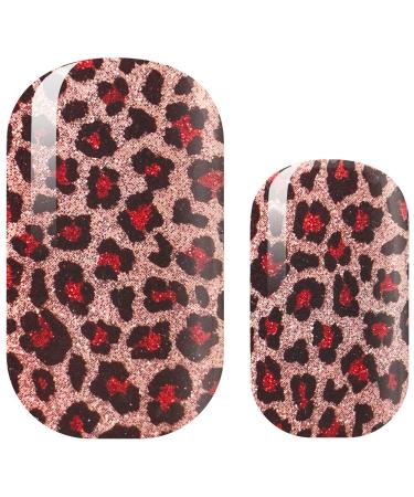 Avoa Beauty nail film -"Cat Calling" glitter red pink pink leopard nail art design 16 thin self -adhesive long -lasting nail wraps