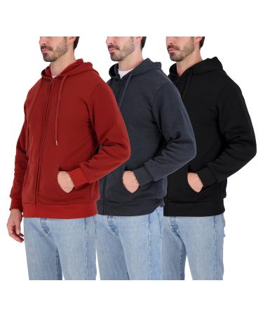 3 Pack: Men s Fleece Long Sleeve Full Zip Hoodie - Athletic Sweatshirt Jacket (Available in Big & Tall) Standard X-Large Set 5
