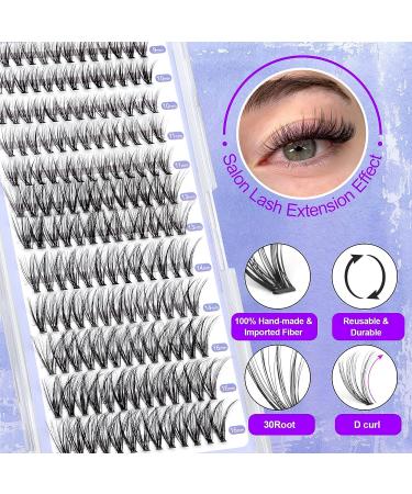DIY Lash Extension Kit: 156 Pcs Individual Lashes with Strong Hold Bond, Tweezers & Seal - 30D-0.07D 9-16MM Cluster Eyelash Extensions Kit for Home Use - Buy Online on GoSupps.com