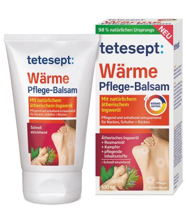 tetesept Baume de soin la chaleur - Pommade chauffante nourrissante d tend durablement le cou les paules et le dos - Aux huiles essentielles naturelles de gingembre et de romarin - 1 tube de 100