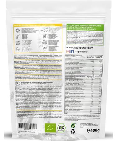 Alpine Power Organic Sunflower Protein 600g | 100% Pure Vegan Protein Powder from Austria | Additive-Free & Versatile - Buy Online on GoSupps.com