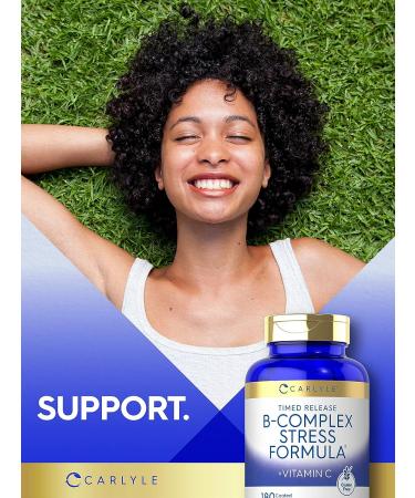 Carlyle B Complex Stress Vitamin Supplement 180 Caplets with Vitamin C | Non-GMO & Gluten Free - Buy Online on GoSupps.com