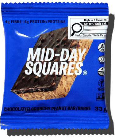 Mid-Day Squares Crunchy Peanut Bars 33g each 2 Packs (24 Squares) | Made with Real Chocolate 6g Plant Protein 4g Fiber Gluten Free Certified Vegan Crunchy Peanut 12 Count (Pack of 2) - Buy Online on GoSupps.com