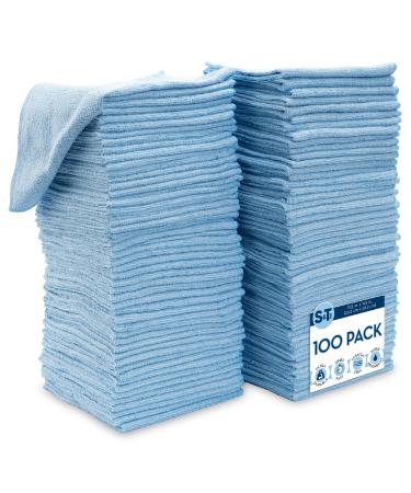 S&T INC. Microfiber Cleaning Cloth for Home, Bulk Cleaning Towels for Housekeeping, Reusable and Lint Free Cloth Towels for Car, Light Blue, 11.5 Inch x 11.5 Inch, 100 Pack Light Blue 100 Pack