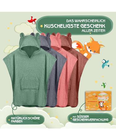 Fuchs Panda Children's Bathing Poncho - Extra Warm & Soft 100% Bamboo Towel Poncho | Perfect Gift in Copper-Green - Buy Online on GoSupps.com