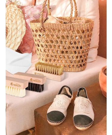 Dual Sided Sneaker Shoe Cleaner Brush Set with Boar and Plastic Bristles + Microfiber Cloth - Buy Online on GoSupps.com