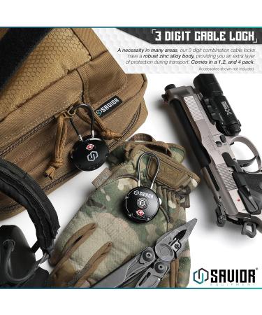 Savior Equipment Quality TSA Approved 3 Digit Combination Cable Travel Luggage Locks for Rifle Bag Firearm Gun Case Accessories Ammo Boxes Outdoor Storage - Olive Drab Green - Buy Online on GoSupps.com