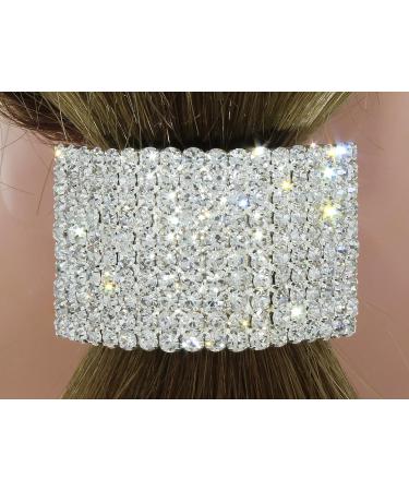Crystal Avenue Rhinestone Ponytail Holder | Stretchy Elastic Hair Tie in Silvertone with Sparkling Crystals Gold - Buy Online on GoSupps.com