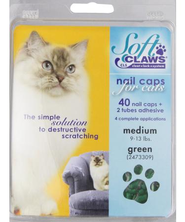 Feline Soft Claws Cat Nail Caps Take-Home Kit, Medium, Green