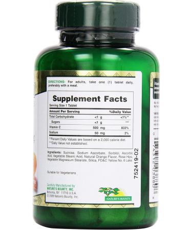 Nature's Bounty C-500 mg Delicious Chewable w/ Rose Hips Tablets 90 ct 90 Count (Pack of 1) - Buy Online on GoSupps.com