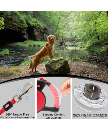 Retractable Gel Pet Leash Handle - Red Medium | Dog Leash - Buy Online on GoSupps.com