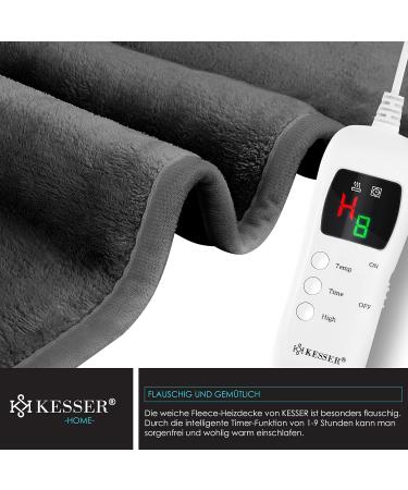 Kesser Heating Ceiling 180x130cm Gray | T V S d GS Checked | Electric Thermal Blanket with Timer & 9 Temperature Levels | Washable Up to 40 C | Digital Display | Cuddly Ceiling for Ultimate Comfort - Buy Online on GoSupps.com