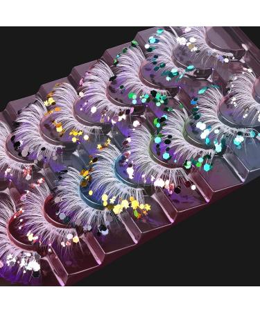 HeyAlice White Eyelashes with Colors Christmas Decorations - 8 Mixed Styles Wispy Lashes for Natural Look and Glamorous Eye Makeup - Buy Online on GoSupps.com