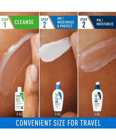 CeraVe AM & PM Face Moisturizer with SPF + Hydrating Face Wash Set | Travel Size Skin Care Routine for Morning & Night | 3oz Lotion + 3oz Lotion + 3oz Cleanser - Buy Online on GoSupps.com