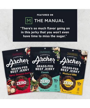 Country Archer Zero Sugar Classic Beef Jerky: 100% Grass-Fed | Sugar Free | Gluten Free | Protein Snacks | 2oz 6-Pack - Buy Online on GoSupps.com
