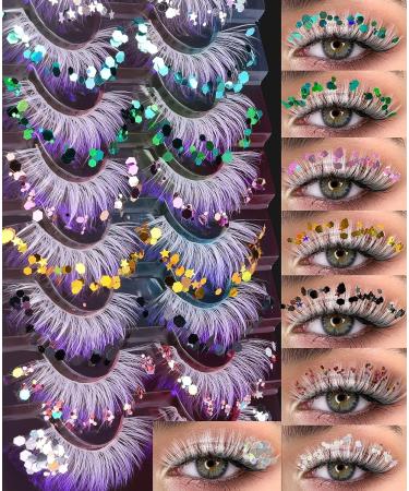 HeyAlice White Eyelashes with Colors Christmas Decorations - 8 Mixed Styles Wispy Lashes for Natural Look and Glamorous Eye Makeup - Buy Online on GoSupps.com