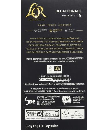  L'Or Espresso L'Or Espresso Decaffeinato Coffee Intensity 6 10 x 52 g - Buy Online on GoSupps.com