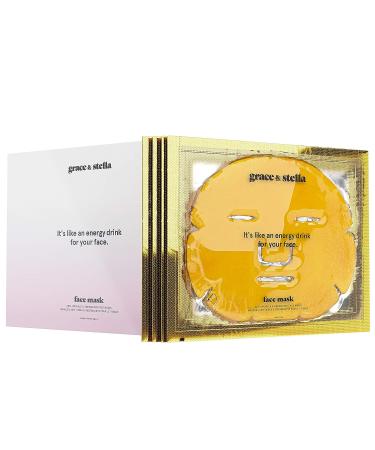 Grace & Stella 24K Gold Face Mask (6 pcs) - Vegan Collagen-Boosting Hydrating and Energizing Facial Mask - Buy Online on GoSupps.com
