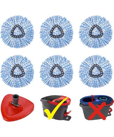 kCarpoly Spin mop Refill Microfiber Spin mop Replacement Heads - Blue - Pack Of 6