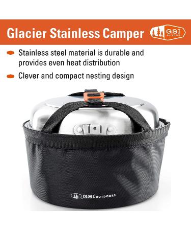 GSI Outdoors Glacier Stainless Camper 4-Person Cookware & Dinnerware Set for Camping - Buy Online on GoSupps.com
