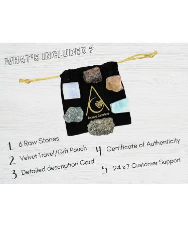 Crystals for Money & Success Manifestation - Set of 6 Healing Stones: Citrine Pyrite Garnet Selenite Green Aventurine Amazonite - Buy Online on GoSupps.com