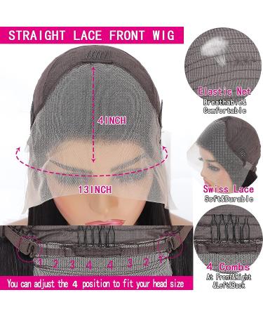 GIVHAP 24 Inch Straight Lace Front Human Hair Wig | 180% Density HD Lace Frontal | Pre Plucked with Baby Hair | Brazilian Virgin Hair for Black Women - Buy Online on GoSupps.com