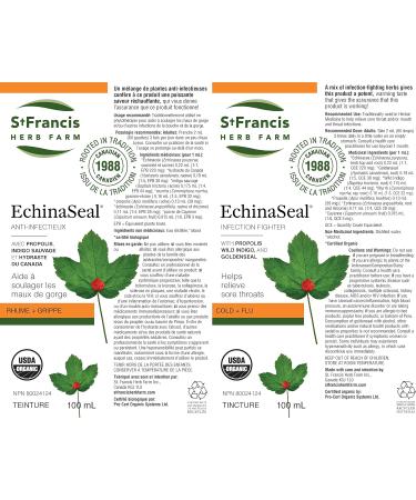 St. Francis Herb Farm Echinaseal Herbal Tincture | Infection Fighter Against Cold and Flu | Helps Relieve Sore Throats | Propolis | Wild Indigo | Goldenseal | 100mL 100 mL - Buy Online on GoSupps.com