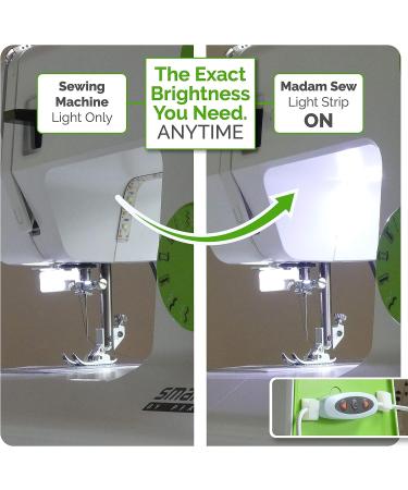 Madam Sew 12 Sewing Machine USB LED Light Strip - Clean White Lights for Brother, Janome, Babylock, Pfaff - Dimmable Strip Light with 98 Power Cord - Buy Online on GoSupps.com