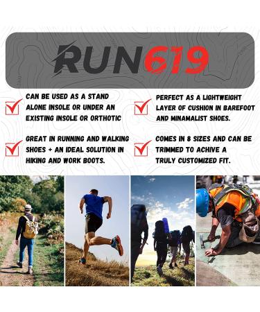 RUN619 6mm Zero Drop Shoe Insoles | Men's Size E (11-12) | Flat Firm Inserts | Foot Forming | Ideal for Running, Walking, Work or Hiking - Buy Online on GoSupps.com