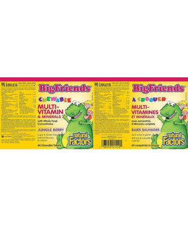 Natural Factors Big Friends Chewable Multi-Vitamin & Minerals Jungle Berry - 60 - Buy Online on GoSupps.com