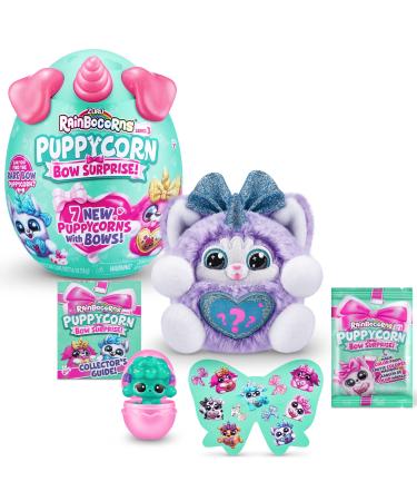 Rainbocorns Puppycorn Bow Surprise Puppycorn Series 3 Rufus the Husky - Collectible Plush - 5 Layers of Surprises Peel and Reveal Heart Stickers Slime Ages 3+ (Husky) (Husky) Rufus