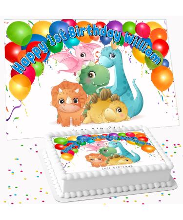 CUTE DINOSAUR BIRTHDAY PARTY PERSONALISED ICING EDIBLE COSTCO CAKE TOPPER R1-344 - Buy Online on GoSupps.com