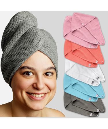 Elexacare Haarturban - 2-Piece Microfiber Turban Towel Set (Anthracite/Dark Gray) for Long Hair - Buy Online on GoSupps.com