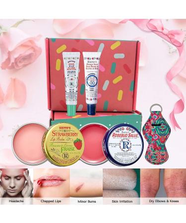 Smith's Rosebud Salve Strawberry & Minted Rose Lip Balm Gift Set - Chapstick Collection in Tin Can & Tube | Lip Gloss Bundle Chapstick Gift Box - Buy Online on GoSupps.com