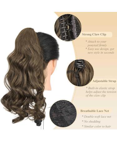 Gairyan 45cm Chestnut Brown Ponytail Extensions - Clip-In Curly & Wavy Synthetic Hair for Women - Buy Online on GoSupps.com