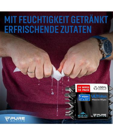 Extra Large Wet Wipes for Men - 50 Pack Blue Ice - 30x30 cm - Perfect for Post-Workout & On-the-Go - Adults Wet Wipes - Buy Online on GoSupps.com