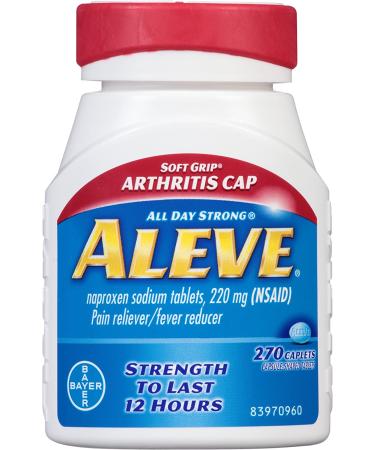 Aleve Soft Grip Arthritis Caplets 220mg (270 Count) - Naproxen Sodium Pain Reliever & Fever Reducer - Buy Online on GoSupps.com
