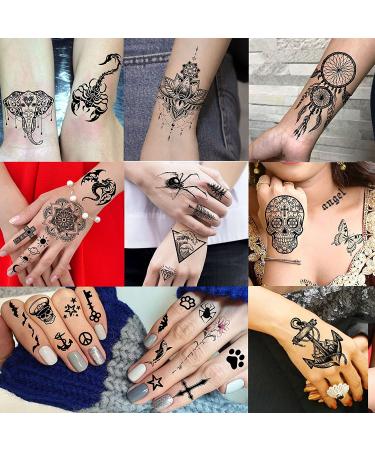 COKTAK 59 Sheets Sexy 3D Rose Flower Temporary Tattoos for Women - Snake, Floral, Sunflower, Peony, Butterfly & More | Black Realistic Arm, Neck, Thigh, Body Tattoo Stickers - Buy Online on GoSupps.com