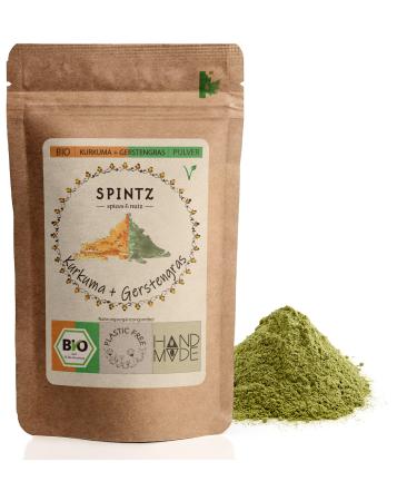 Spintz organic barley grass + turmeric powder - combination turmeric & barley grass powder ground - dietary supplements from organic cultivation - 100% natural & vegan |Plastic -free packed (1000 gr) 1 kg (1 -pack)