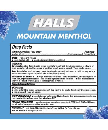 HALLS Relief Mountain Menthol Sugar Free Cough Drops - Economy Pack (70 Drops) - Buy Online on GoSupps.com