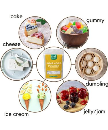 Agar Agar Powder by Elo s Premium (250 g) Packaged in Canada Vegan Gelling Agent Vegetarian Cheese Powder Gluten Free & Keto Friendly Healthy Gelatin Substitute Thickener Odor Free Perfect for Vegan Cheese Jellies Vegan Desserts and More - Buy Online on GoSupps.com