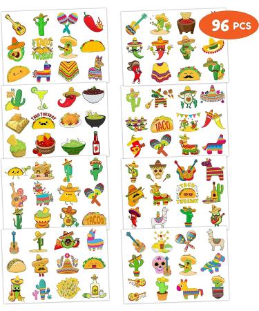 96PCS Mexican Taco Twosday Temporary Tattoos for Kids Birthday Party Decorations & Favors - Buy Online on GoSupps.com