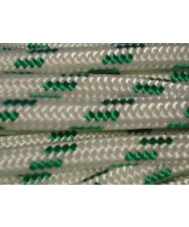 7/16 Inch Double Braid Polyester Rope, White and Green 100 feet