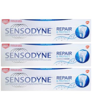 Sensodyne: "Repair & Protect" Toothpaste Powered by NovaMin * 2.53 Fluid Ounce (75ml) Tube (Pack of 3) * Italian Import