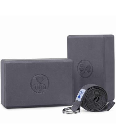 IUGA Yoga Block 2 Pack with Yoga Strap, High Density Yoga Blocks 9x6x3to Improve Strength, Flexibility and Balance, Light Weight and Non-Slip Surface for Yoga, Pilates and Meditation EVA Gray - Buy Online on GoSupps.com