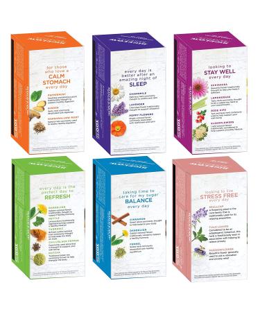 Bigelow Benefits Wellness Tea Variety Pack - 108 Total Tea Bags - Mixed Caffeinated Green Matcha & Caffeine-Free Herbal Tea - 6 Packs of 18 Count - Packaging May Vary - Buy Online on GoSupps.com