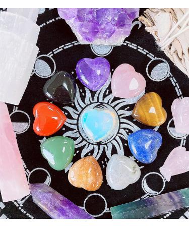 10 PCS Heart Crystal Healing Stones Set - Multicolor Natural Stone Palm Gemstones for Reiki Energy Balancing and Meditation - Buy Online on GoSupps.com
