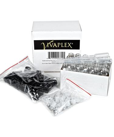 Vivaplex 24 Clear 10ml Glass Roll-on Bottles with Stainless Steel Roller Balls + 3 Droppers - Buy Online on GoSupps.com