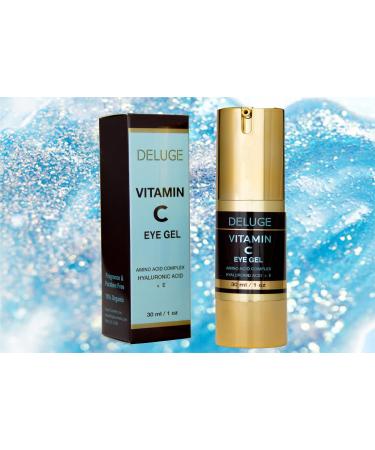 DELUGE Vitamin C Eye Gel - Combat Dark Circles Puffiness & Wrinkles with Hyaluronic Acid & Amino Complex | International Shipping - Buy Online on GoSupps.com