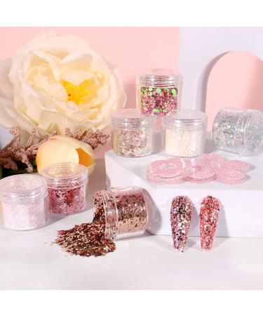 Laza 12 Colors Holographic Chunky Glitter for Nail Art, Face, Body, Hair - Gold Silver Pink - Buy Online on GoSupps.com